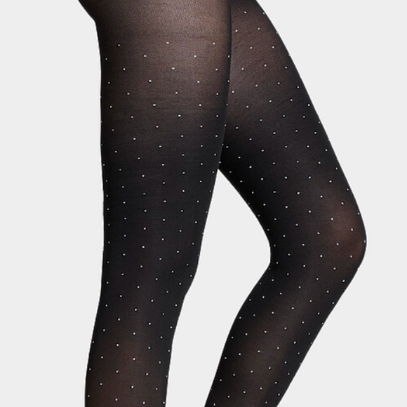 Black and white pin dots sheer tights made in Italy NWT - Picture 2 of 7